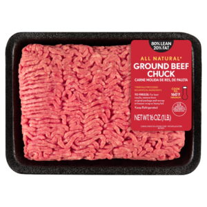 Contemporary All-Pure Floor Beef Chuck, 1 lb Tray, 80% Lean / 20% Fats