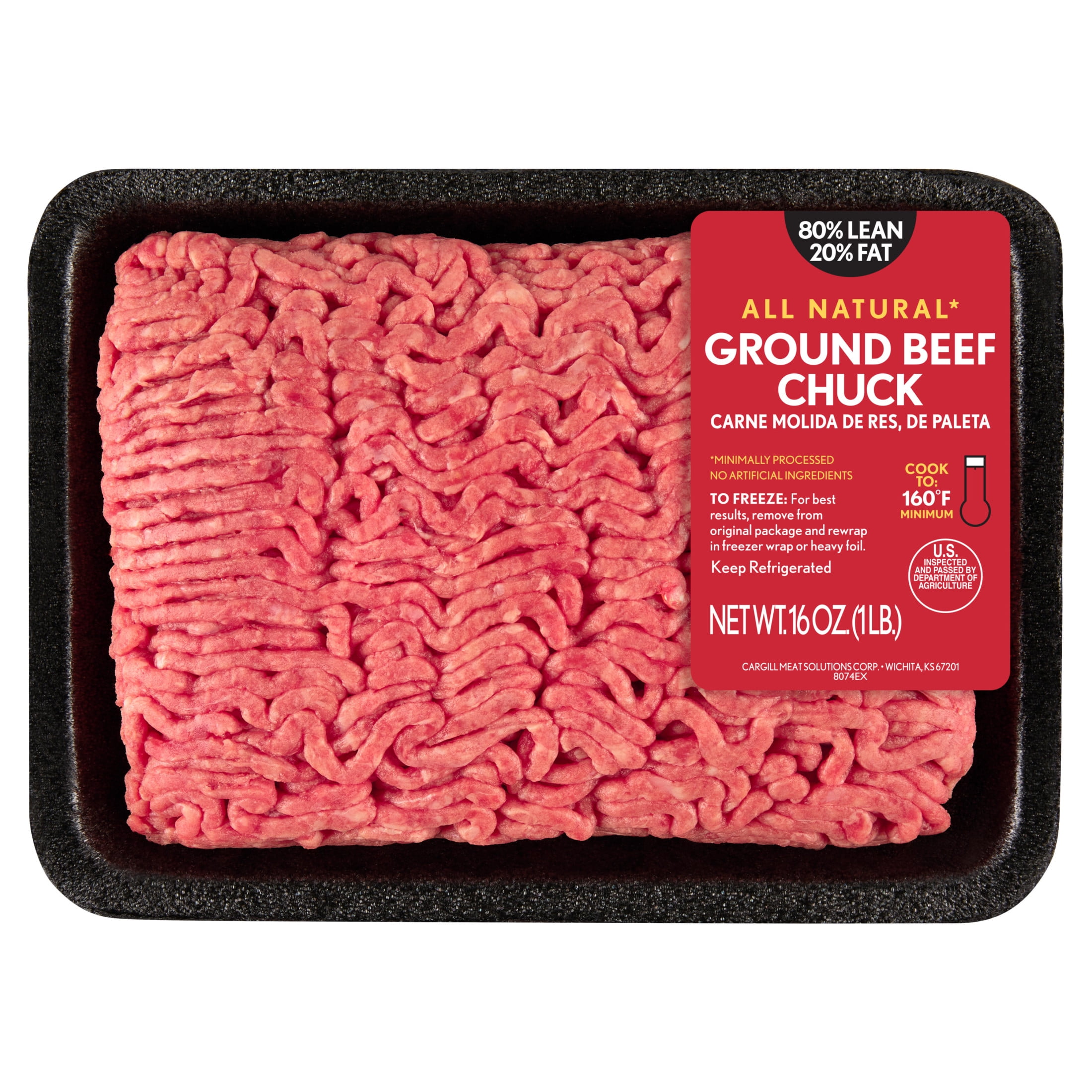 Contemporary All-Pure Floor Beef Chuck, 1 lb Tray, 80% Lean / 20% Fats